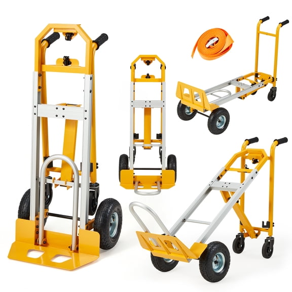 Bezliving 4-in-1 Aluminum Heavy Duty Folding Hand Truck 1000 lbs Capacity, Convertible Cart & Platform Dolly, Lightweight Heavy Duty Moving Truck for Warehouse, Garage, Travel, Delivery