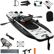 Bezliving Inflatable Kayak with Pedal System, 12ft Premium PVC Fishing Kayak, Lightweight & Portable with Aluminum Seat, Rudder System, and Accessories Included
