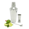 thumbnail image 1 of Bezrat Cocktail Shaker Bar Set: 24Oz Stainless Steel Drink Shaker Bottle, Measuring Jigger & Mixing Spoon Bartender Kit| Sturdy, Non-Rust Home & Commercial Bar Accessories| Top Gift Idea Bar Tools Set, 1 of 4