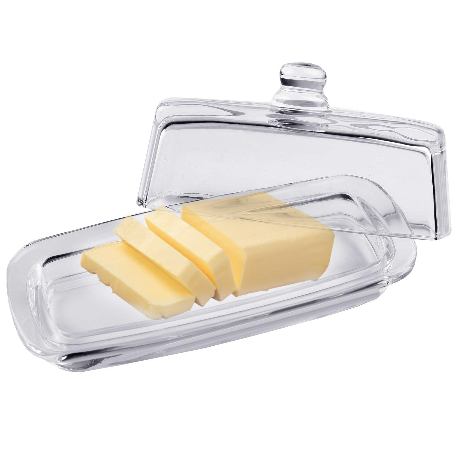 Bezrat Glass Butter Dish Premium Butter Dish with Lid and Easy Grip