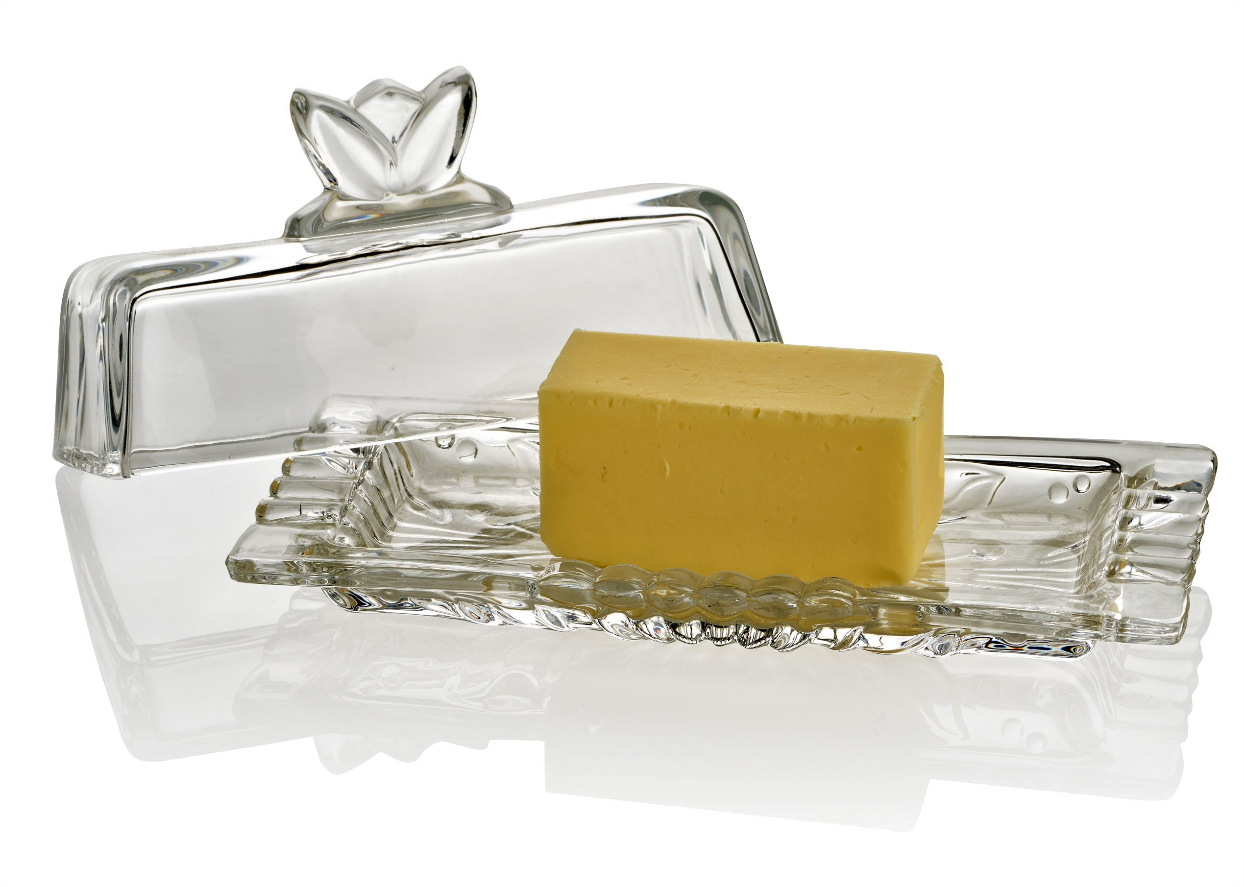 Bezrat Glass Butter Dish Premium Butter Dish with Lid and Easy Grip