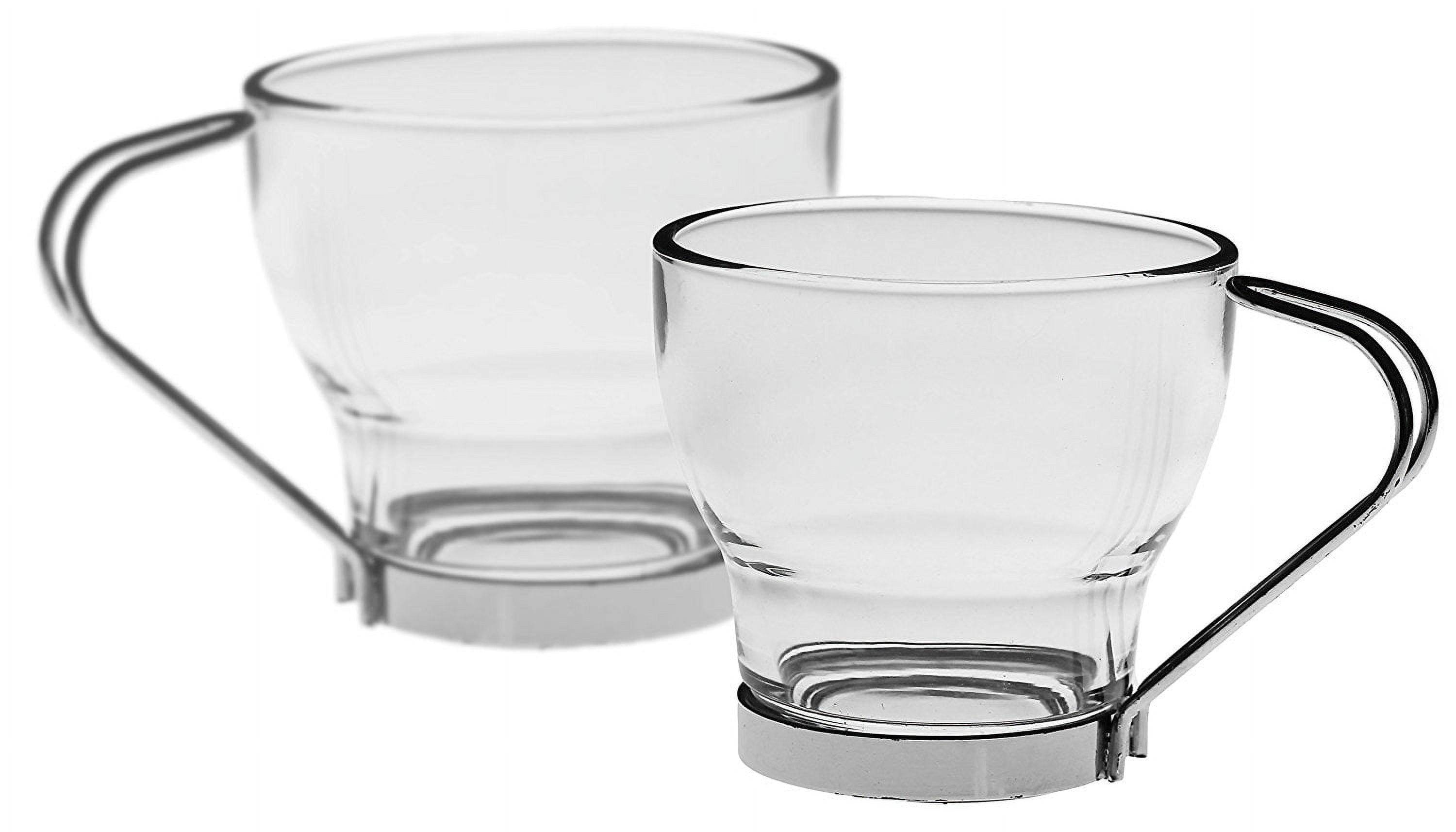Bezrat Luxury Cappuccino Glass Coffee Tea Cups with Handle [Set of 6]