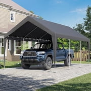 Bezseller 12x20 FT Heavy Duty Carport Canopy, Portable Garage Shelter with Galvanized Steel Frame - All-Weather Shelter for Car, Truck, Boat, Grey