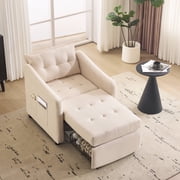 Bezseller 3-in-1 Convertible Sleeper Chair, Sleeper Chair with Adjustable Backrest for Apartment, Beige