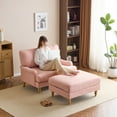 thumbnail image 1 of Bezseller 47" Upholstered Loveseat with Ottoman,Pink, 1 of 11
