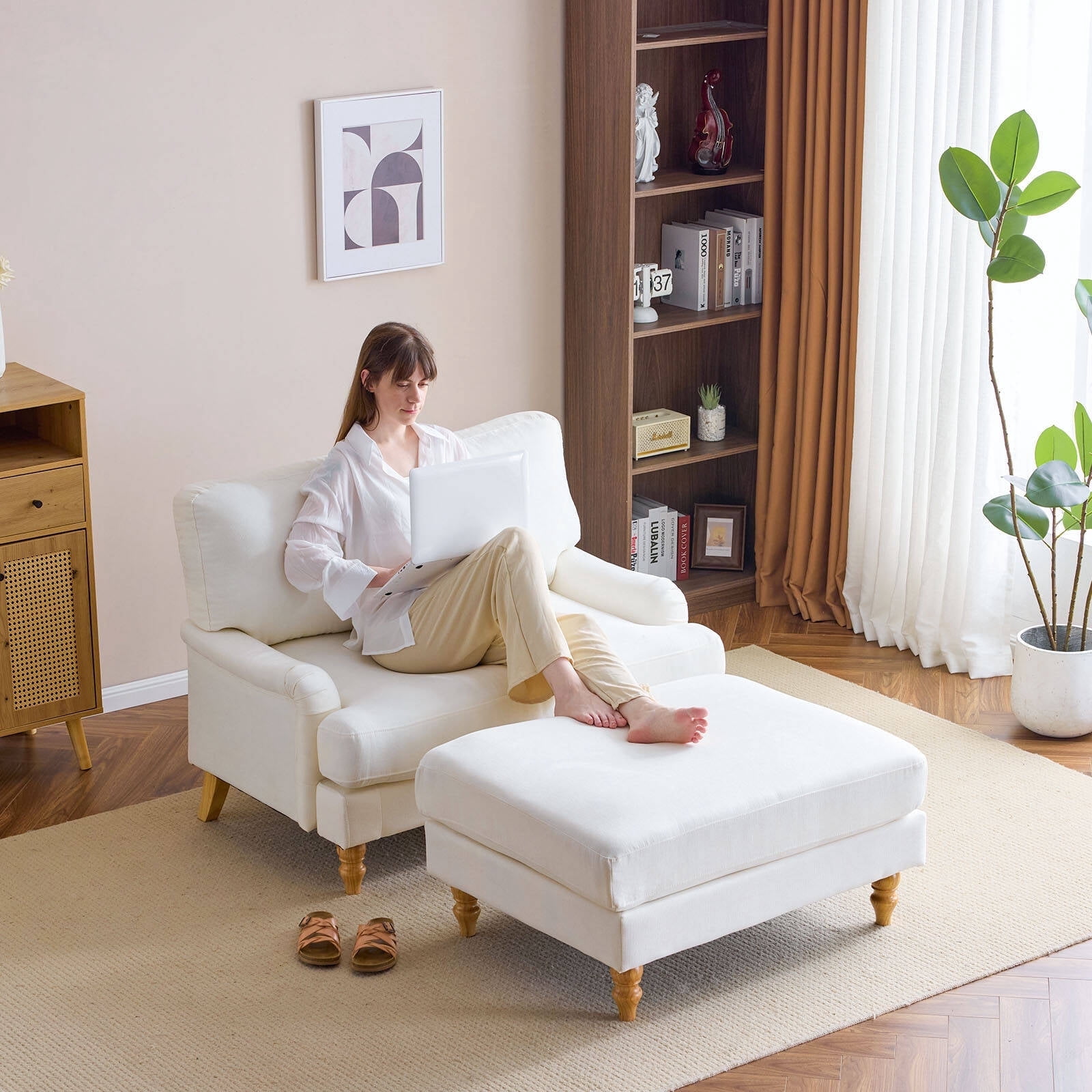 Bezseller Chaise Lounge Chair with Ottoman Indoor, Oversized Accent ...