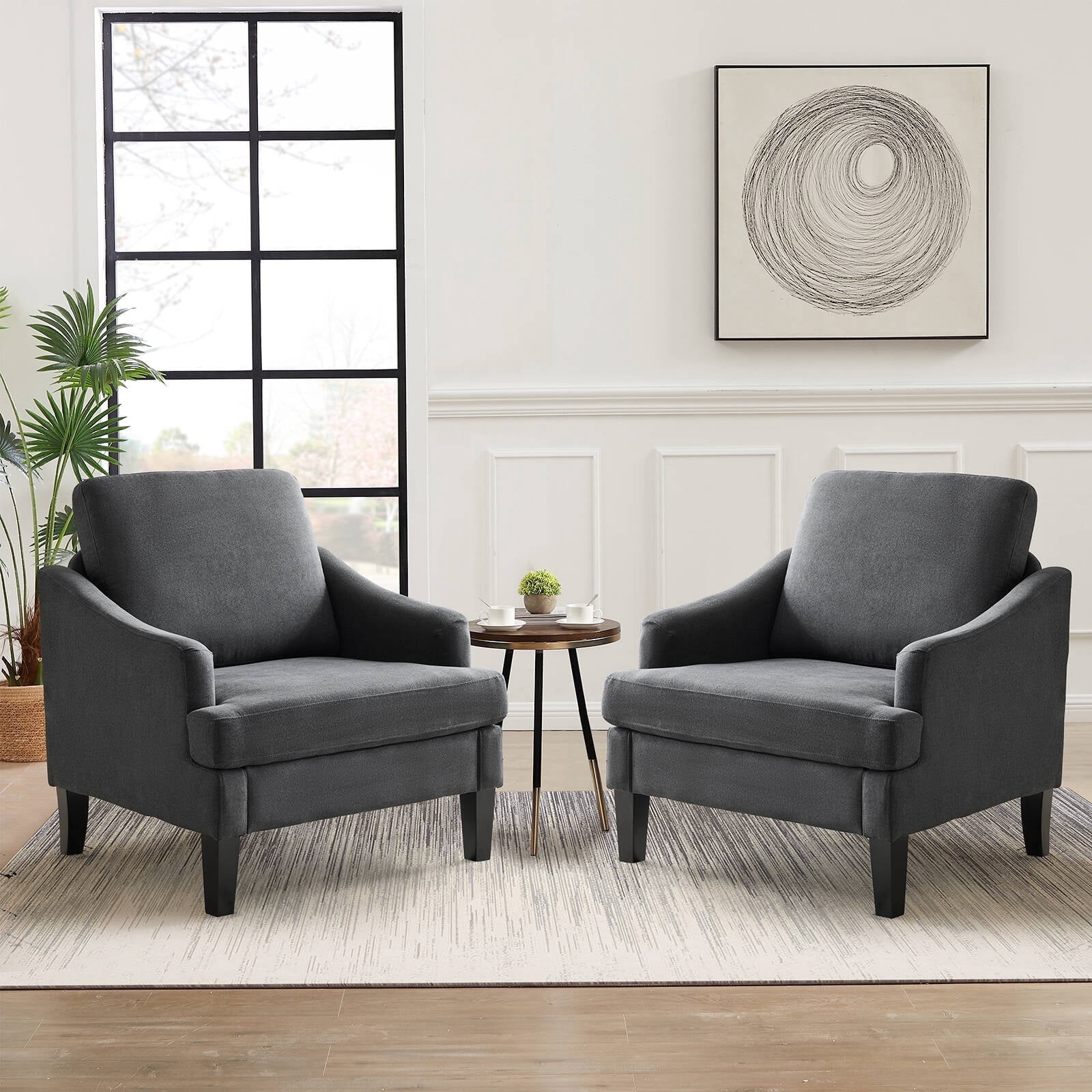 Bezseller Modern Accent Chair Set of 2, Upholstered Armchair with Solid
