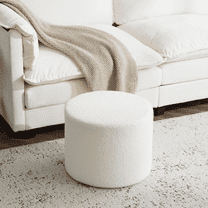 Bezseller Round Upholstered Pouf Ottoman Footrest for Living Room, Bedroom,Beige