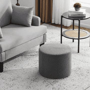 Bezseller Round Upholstered Pouf Ottoman Footrest for Living Room, Bedroom,Gray