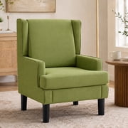Bezseller Wingback Armchair with High Back, Upholstered Accent Chair for Living Room,Bedroom,Office,Green