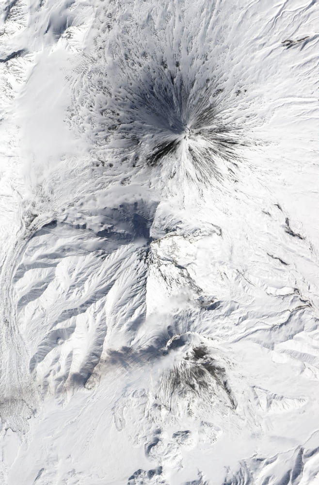 Bezymianny Volcano emits a plume of steam and gases from its lava dome Canvas Art - Stocktrek Images (23 x 35)
