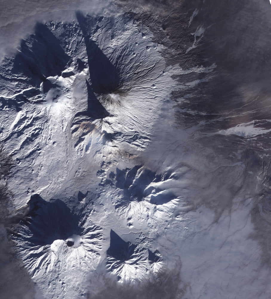 Bezymianny Volcano exhibits a modest plume Canvas Art - Stocktrek Images (27 x 29)