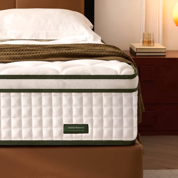 Bezzze Full Mattress, 10 inch Hybrid Medium Firm Memory Foam Mattress in a Box, Individual Pocket Springs, Pressure Relief, CertiPUR-US Certified
