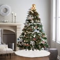 thumbnail image 1 of Bfantian 35 Inches Beige Knitted Christmas Tree Skirt,Small Tree Skirts for Pencil Tree,Cable White Plush Faux Fur Christmas Tree Mat Rustic Farmhouse Decorations Xmas Home Party Holiday Decor-White, 1 of 7