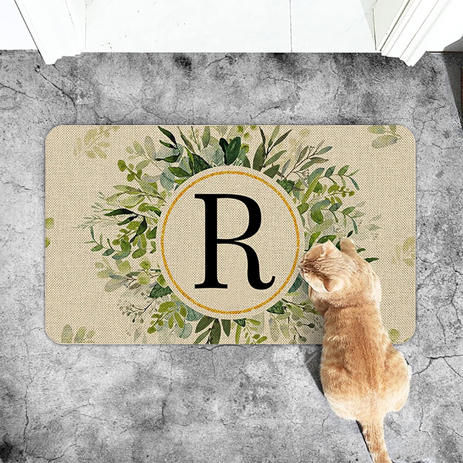 Bfantian Letters Doormats Front Door Floral Decor Initials Doormats