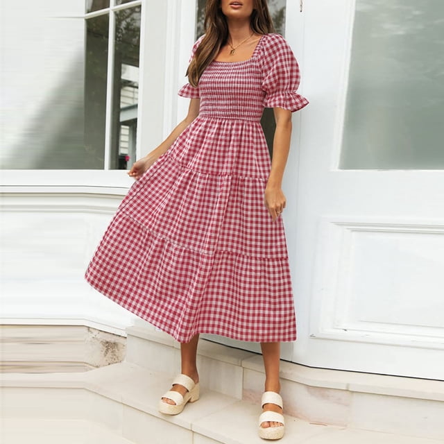 Provence Bloom Tiered Ruffle Maxi Dress Floral Women's Bohemian Summer Dress  - Off Shoulder Puff Sleeve Midi Sundress For Beach, Vacation & Casual Wear