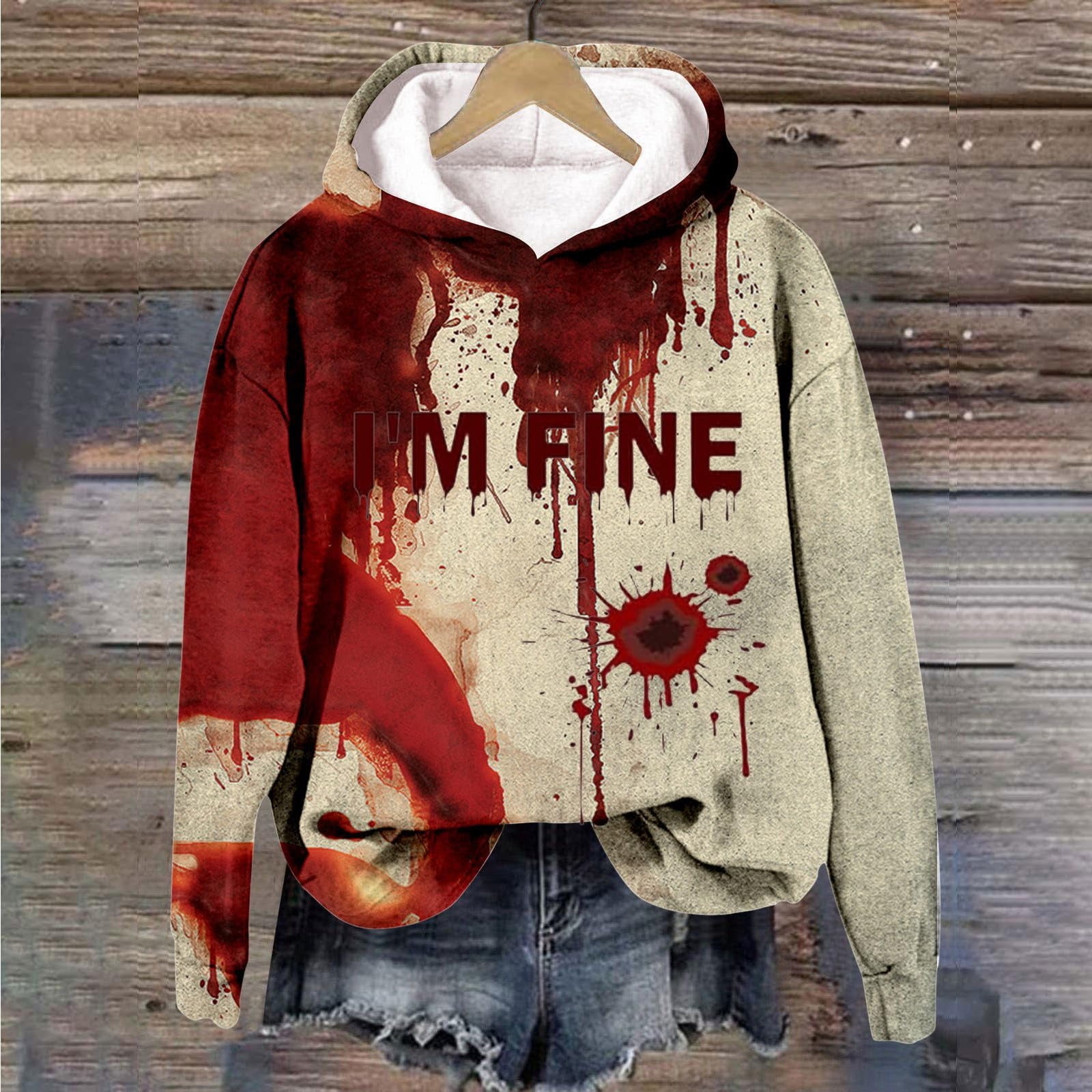 Bfantian Women's Fashion Casual Long Sleeve Hooded Halloween Printed