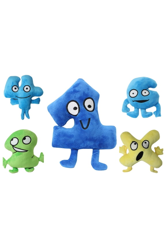 Bfdi Plushies Bomby Soft Toy, Cartoon Bfdi Character Gelatin Stuffed Animals, Soft Plush Pillow Birthday Gifts for Boys Girls - 5Pc