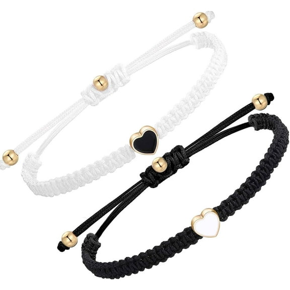 Bff Bracelets For 2-Heart Matching Bracelets Adjustable Strand Best Friends Bracelet Friendship Bracelets Jewelry Gifts For Teen Women Couples[z4236]