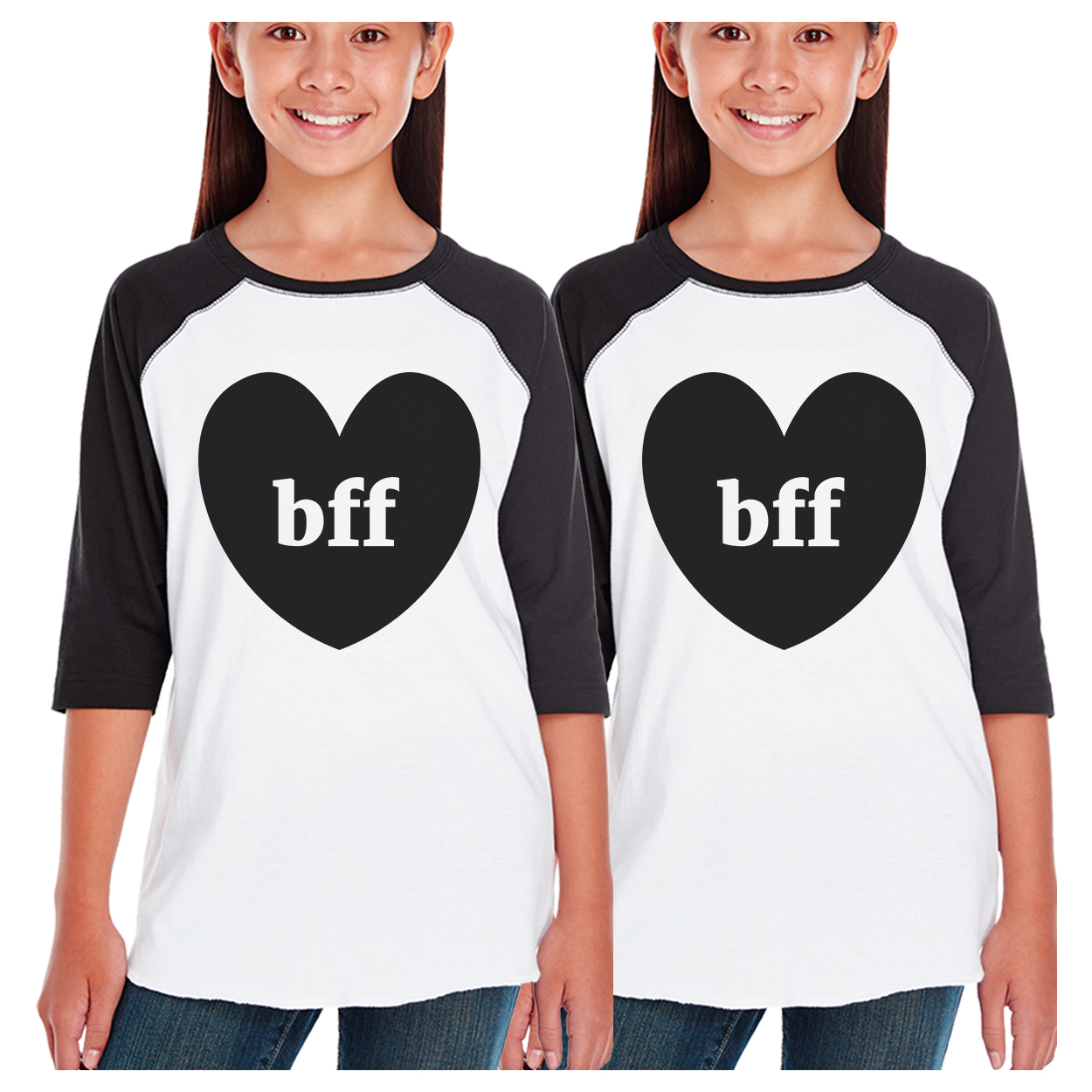 Bff Heart BFF Matching T-Shirts Funny Graphic Baseball Tees Gifts - image 1 of 4