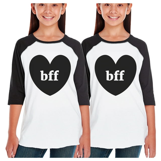 Bff Heart BFF Matching T-Shirts Funny Graphic Baseball Tees Gifts