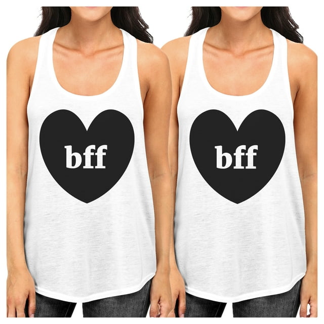 Bff Hearts Cute BFF Matching Tank Tops Racerback Cotton Funny Gifts