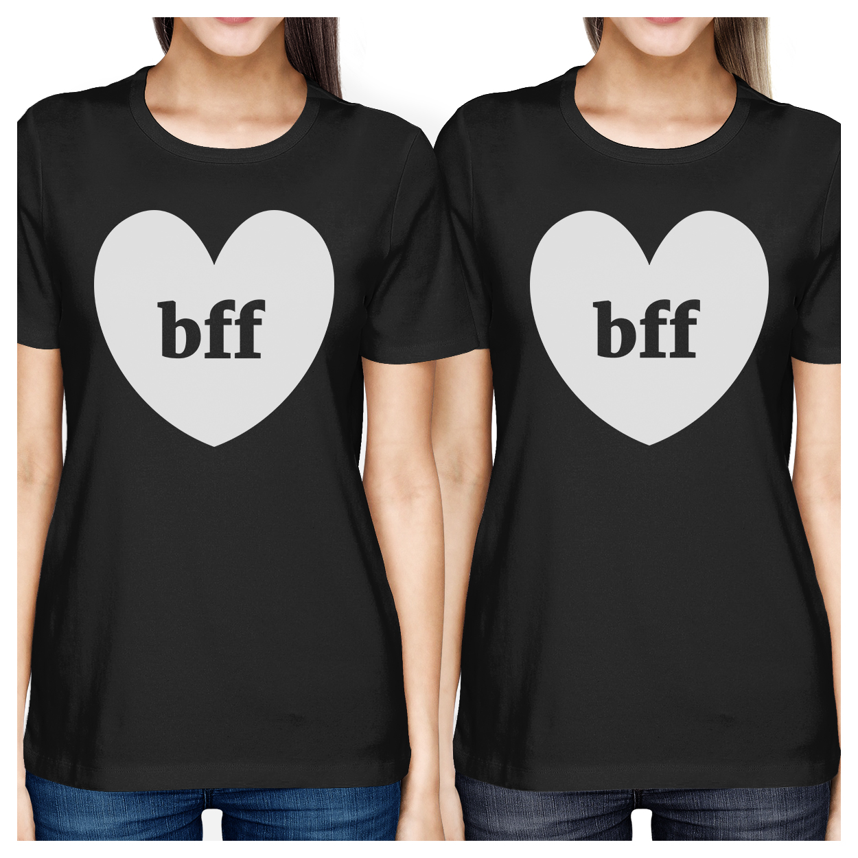 Bff Hearts Cute BFF Matching Tee Shirts Black Funny Birthday Gifts - image 1 of 4