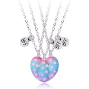 AWAREISN Bff Necklace for 3 friendship Necklace Heart Necklace for Matching Best Friend Necklace for Girls, Sisters