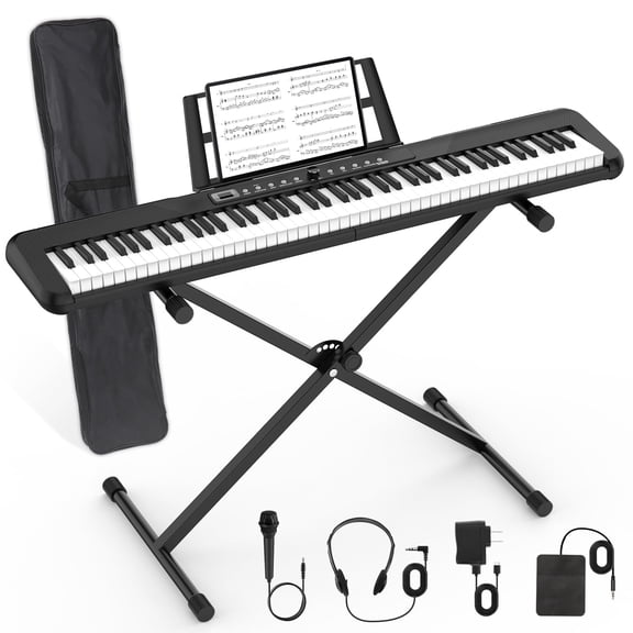 Bfgxuoo 88 Key Piano Keyboard Semi Weighted Digital Piano Electronic Keyboard Kit with Stand Pedal Headphones Bag 200 Tones 200 Rhythms 80 Demo Songs Bluetooth MIDI for Beginners Kids Adults Gift
