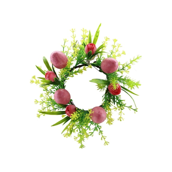 Bfogop 10 Inch Easter Egg Wreaths Decor for Front Door, Artificial Spring Floral Wreath with Easter Eggs, Leaves for Home Indoor Outdoor Entryway Wall Holiday Party Decor
