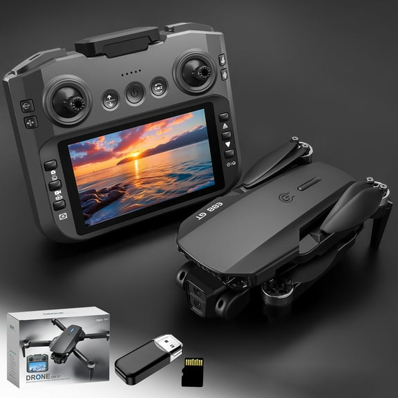 Bfogop 1080P ESC Camera Drone Featuring 4.3-Inch Screen Remote, Brushless Motor, WiFi FPV, Foldable Design, and Includes Storage Card & Accessories