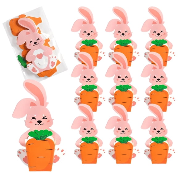 Bfogop 10Pcs Easter Treat Boxes Candy Cute Bunny Rabbit Paper Box Colorful Basket Containers Spring Party Gift Boxes for Goodie Cookie Candy Sweet Party Favors 6Inch