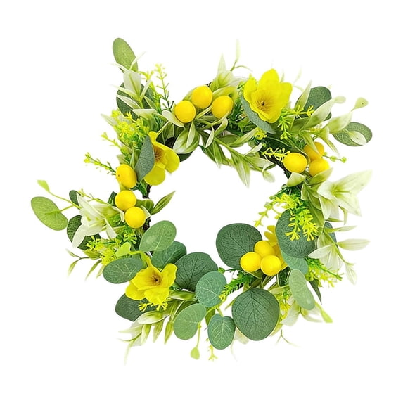 Bfogop 12 Inch Easter Egg Wreaths Decor for Front Door, Artificial Spring Floral Wreath with Easter Eggs, Leaves for Home Indoor Outdoor Entryway Wall Holiday Party Decor