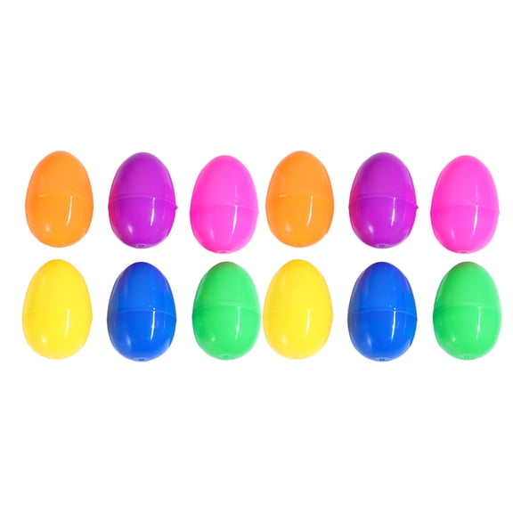 Bfogop 12Pcs 2.4" Easter Eggs, Fillable Plastic Eggs Empty Colorful Bright Eggshells for Easter Hunt, Filling Treats, Party Favor, Basket Stuffers, Prize Supplies