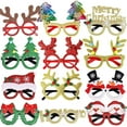 thumbnail image 1 of Bfogop 12Pcs Christmas Glasses Glitter Holiday Party Glasses Frames Christmas Decoration Costume Eyeglasses for Christmas Parties Holiday Favors Photo Booth Novelty Toy Glasses Cosplay, 1 of 6