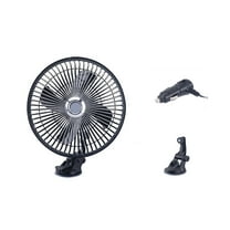 Bfogop 12V Car Mounted Oscillating Fan with Suction Cup/Clip Options, Dual-Speed Stainless Steel Blades for Vehicle Interior Cooling on Long Drives