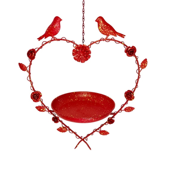 Bfogop 16 Inches Long Red Heart Vine Humming Bird Feeder with Hook, Red Bowl Best Hummingbird Feeder, Garden Backyard Decorative Bird Feeder for Balcony