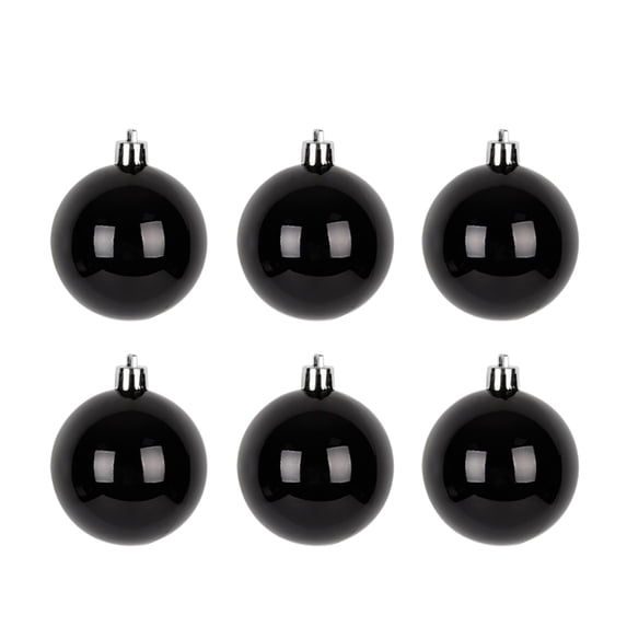 Bfogop 2.4" Christmas Ball Ornaments Black 6 Pcs Shatterproof Christmas Tree Decorations Xmas Tree Christmas Ornaments Balls for Halloween Wedding Holiday Party Wreath Home Decor
