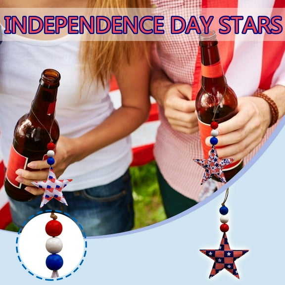 Bfogop 2.8in Independent Day Decoration Ornaments Independence Day Decorations Blue White Star for Memorial Day DIY Hanging Star Cutouts for Kids Patriotic Theme Party Decor 1Pcs