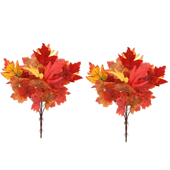 Bfogop 2 Pcs Artificial Maple Leaves Branches 15in Fake Fall Leaves Stems Maple Leaves Autumn Leaf Bushes Faux Foliage for Home Kitchen Thanksgiving Table Centerpieces Festival Decor