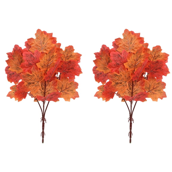 Bfogop 2 Pcs Artificial Maple Leaves Branches 15in Fake Fall Leaves Stems Maple Leaves Autumn Leaf Bushes Faux Foliage for Home Kitchen Thanksgiving Table Centerpieces Festival Decor