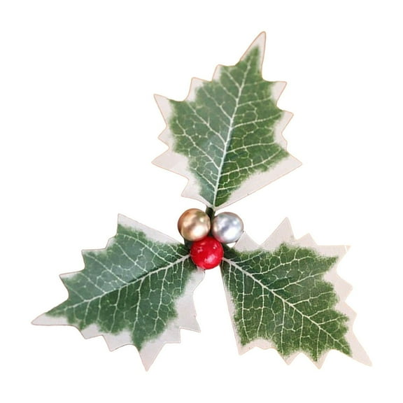 Bfogop 20PCS Artificial Holly Berries Ornament with Green Leaves Holly Berry Stems with Leaves Artificial Holly Leaves and Berries for Christmas Wreath Arrangement Cake Toppers Craft