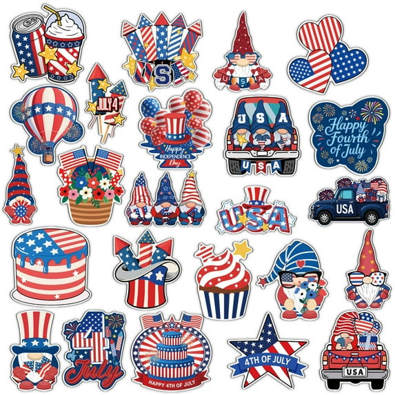 Bfogop 24 Pieces Patriotic Magnets 4th of July Car Refrigerator Magnets Independence Day USA Flag Decorative Magnetic Stickers for Fridge Office Cabinets Decor