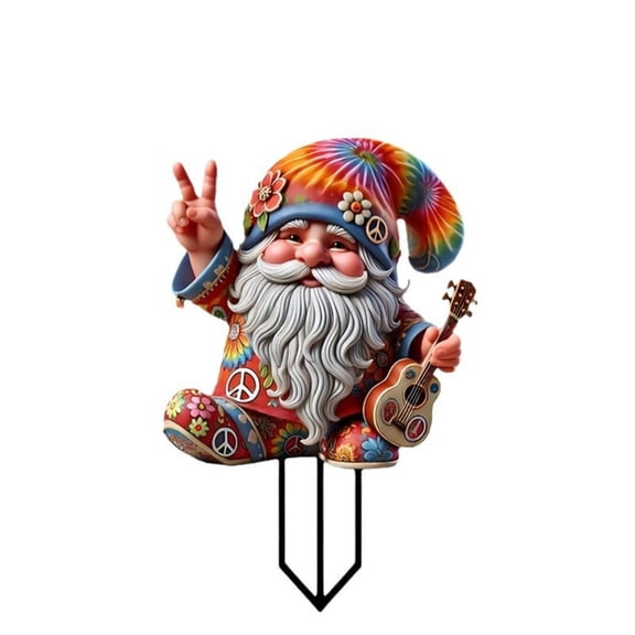 Bfogop 2D Gnome Garden Stake - Outdoor Decor, Acrylic Ground Insert for Potted Plants, Patio Landscape, Non-Powered, New Year's Dav Occasion, Flower Theme,Ideas for Outdoor Use