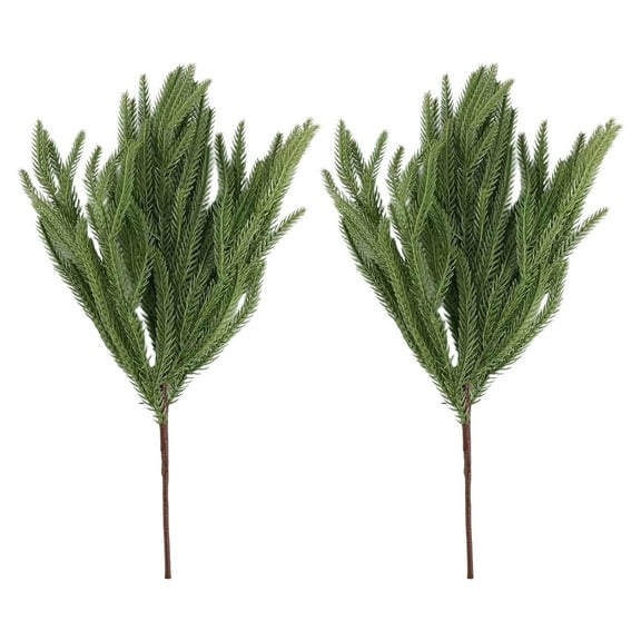 Bfogop 2Pcs Norfolk Pine Branches Stems 17" Artificial Pine Needles Sprigs Norfolk Pine Garland Accessories Vase Fillers Winter Fake Christmas Tree Picks Greenery Sprays for DIY Wreaths