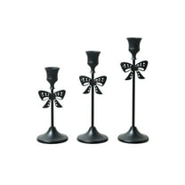 Bfogop 3 Pcs Christmas Bow Taper Candle Holders, 3 Size Christmas Candlestick Holders, Xmas Candle Holder Vintage Decorative for Table Centerpiece Mantel Decor Holiday Housewarming Gifts