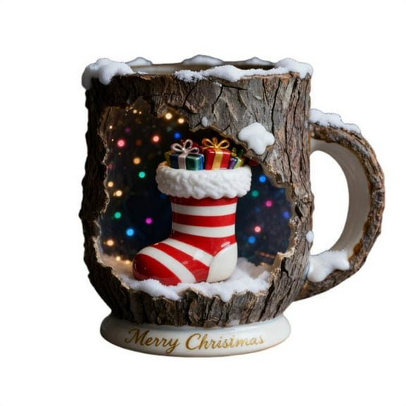 Bfogop 3D Coffee Cup Christmas Tree Forest Animal Novelty Coffee Mugs, Reusable Water Cups for Birthday Party Weekend Collection Personal Home Relaxing Moments Morning Routine 3.7Inch