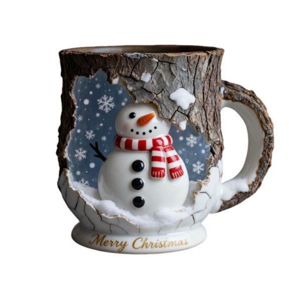 Bfogop 3D Coffee Cup Christmas Tree Forest Animal Novelty Coffee Mugs, Reusable Water Cups for Birthday Party Weekend Collection Personal Home Relaxing Moments Morning Routine 3.7Inch
