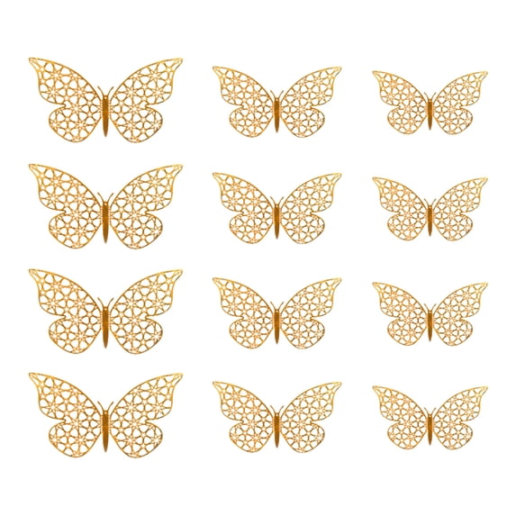 Bfogop 3D Gold Butterfly Wall Decor 12Pcs 3 Styles for Birthday Decorations Party Decorations, Removable Wall Stickers Interior Decorations Kids Nursery Classroom Wedding Decor