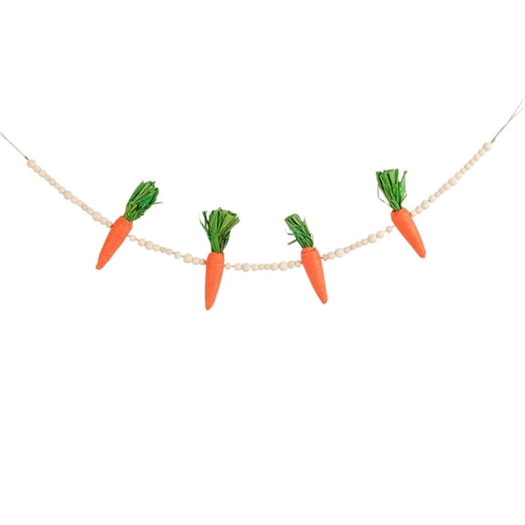 Bfogop 40Inch Happy Easter Banner Cute Garland Carrot Wooden Beads Rustic Felt Easter Banner Decoration for Mantle Fireplace Tree Window Spring Decor Tiered Tray